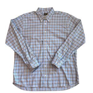 Gitman Bros Dress Shirt Men Size XL Blue Plaid Button Up Long Sleeve Made in USA